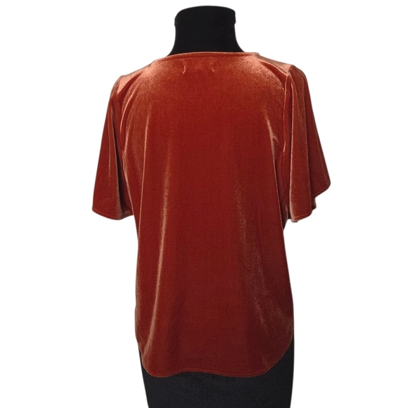 Madewell Velvet Butterfly Burnt Orange Stretch Cropped Top - S - Picture 5 of 10
